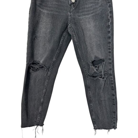 We The Free Jeans 26 Reg High Rise Black Destroyed Exposed Button Fly Raw Hem - Picture 3 of 13